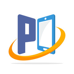 initial logo icon for the smartphone gadget business with the initials of the letter P