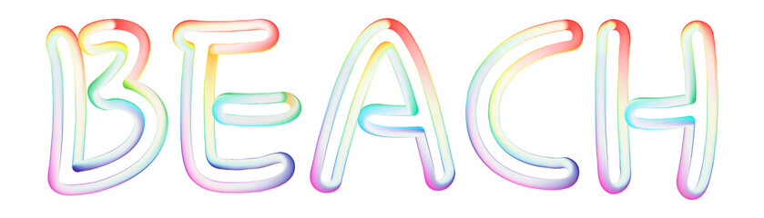 Beach - beautiful text written on white background