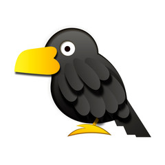 Paper black Raven on white background vector