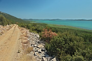 Lake Vrana. Reserve in Croatia. Walking the shores of Lake
