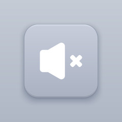No sound , gray vector button with white icon