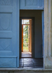 View through doors.