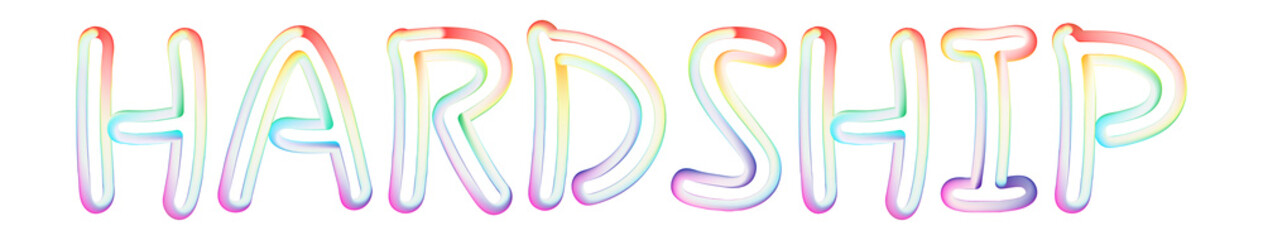 Hardship - beautiful text written on white background