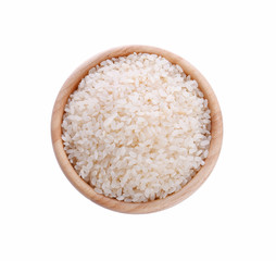 rice in bowl on white background