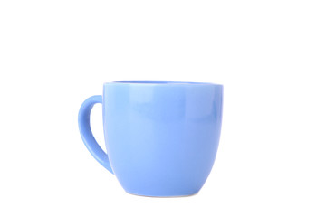 Blue cup isolated on a white background