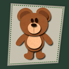 paper cute bear with shadows vector illustration