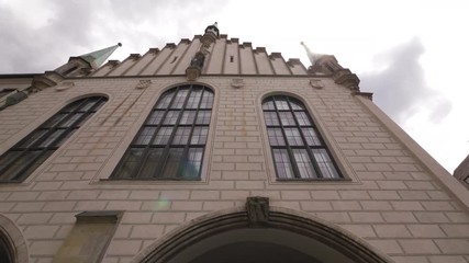 European monarchs. The building of the old town hall in the center of Munich. Steadicam shot