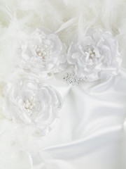 Wedding decorations, silk, lace, silk flowers