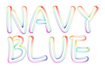 Navy Blue - beautiful text written on white background