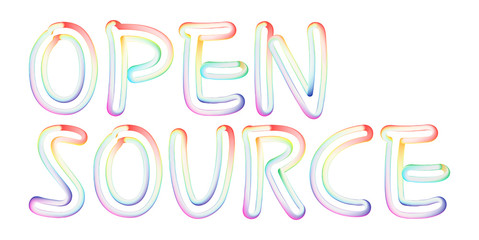 Open Source - beautiful text written on white background