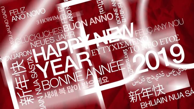 Happy New Year 2019 international greetings eve language words text tag cloud