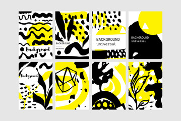 Set of creative universal floral elements. Hand Drawn textures