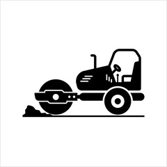Road Roller Icon, Construction Vehicle Icon