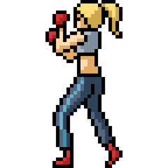vector pixel art boxing girl