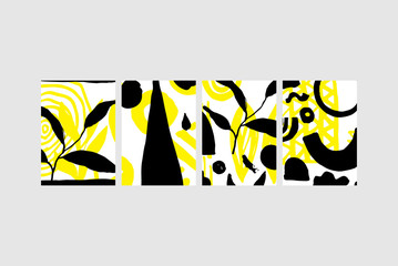 Set of creative universal floral elements. Hand Drawn textures