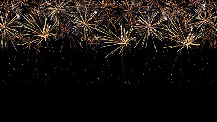 Brightly Colorful Fireworks on black background