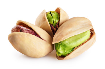 Pistachios isolated on a white background.