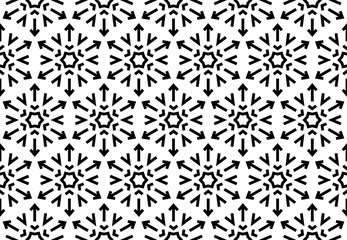Abstract geometric pattern with lines, snowflakes. A seamless vector background. White and black texture. Graphic modern pattern.
