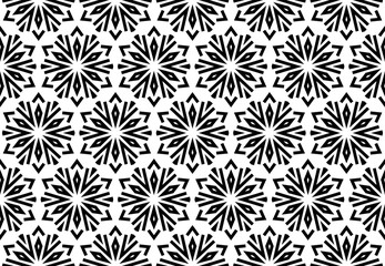 Abstract geometric pattern with lines, snowflakes. A seamless vector background. White and black texture. Graphic modern pattern.