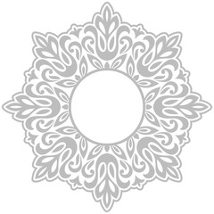 Decorative frame Elegant vector element for design in Eastern style, place for text. Floral grey border. Lace illustration for invitations and greeting cards