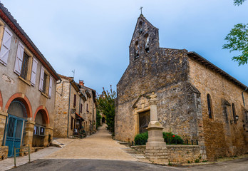 Beautiful medieval village of Bruniquel on the river Aveyron in Occitania, France