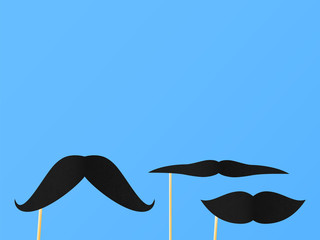 Lush paper mustache on a straws on a blue background.