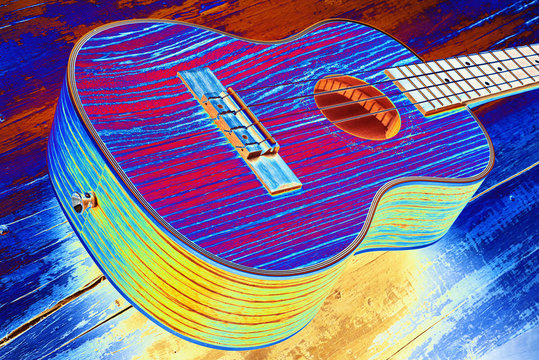 psychedelic image of tenor ukulele