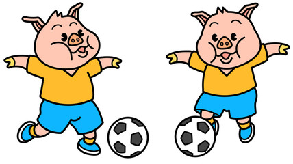 子ブタの少年サッカー