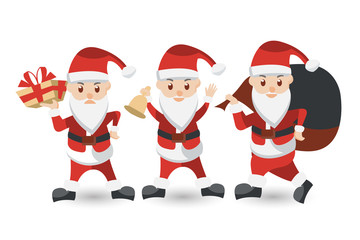 Set of cartoon Santa Claus. Christmas collection