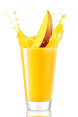 Fototapeta na wymiar glass of splashing mango juice