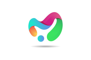 Abstract colorful logo, 3d modern icon concept