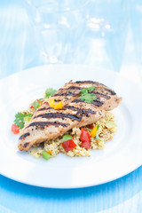 grilled chicken on bed of couscous