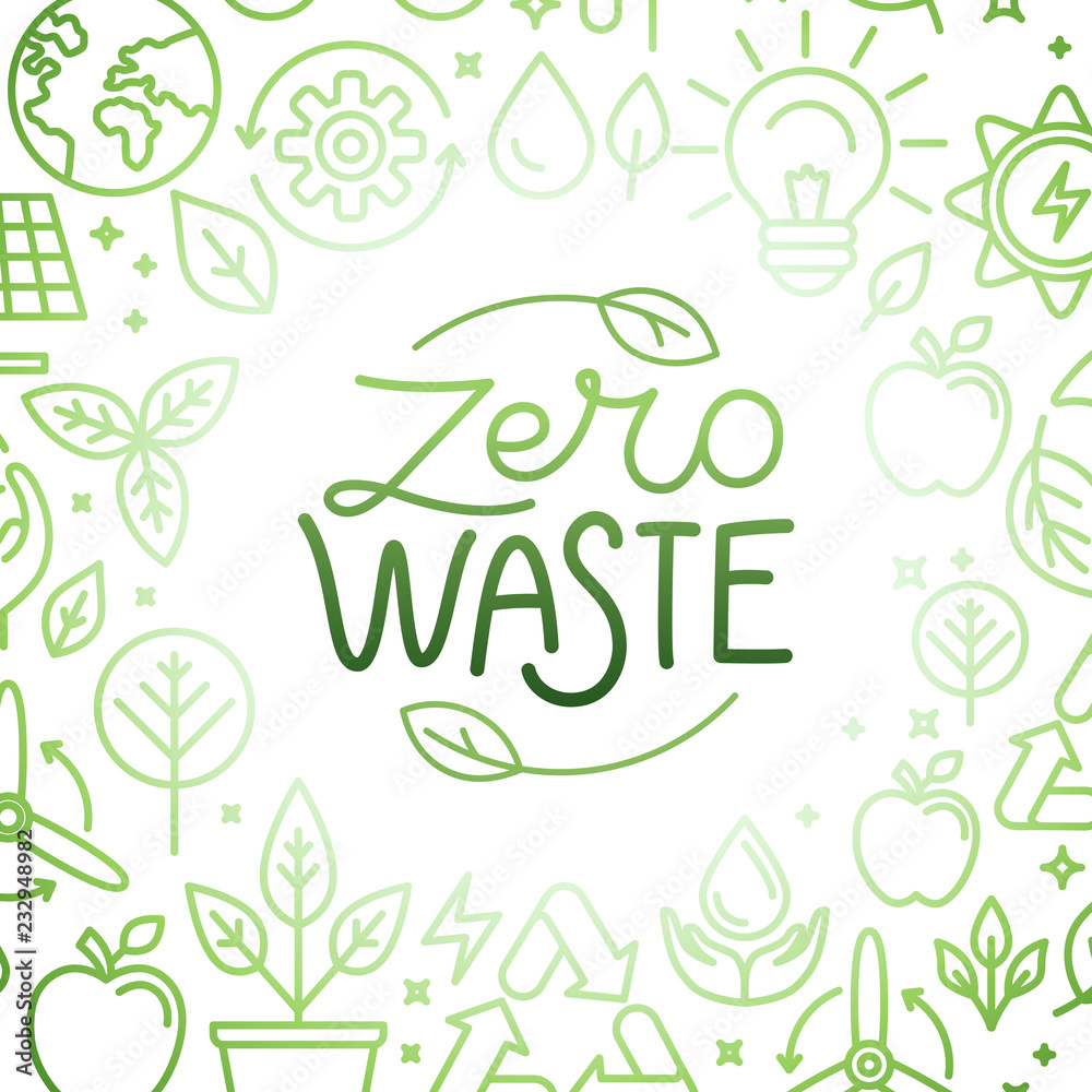 Aufkleber vector logo design template and badge in trendy linear style - zero waste concept, recycle and reuse