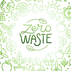 Vector logo design template and badge in trendy linear style - zero waste concept, recycle and reuse, reduce - ecological lifestyle and sustainable developments icons 