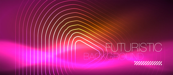 Color shiny neon lights background with abstract lines