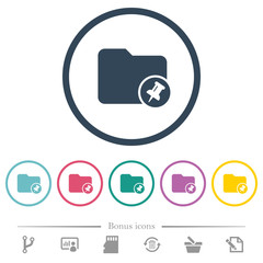 Obraz premium Pin directory flat color icons in round outlines