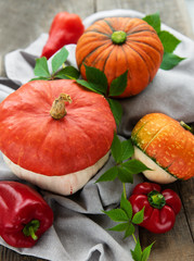 Autumn arrangement of pumpkins
