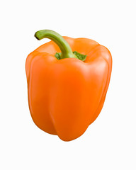 Orange bell pepper on white background