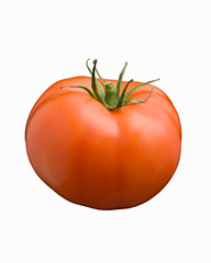 Tomato, close-up on white