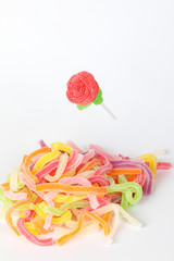 Rose Leaf shape Long Soft Colorful Chewy Sugary Sour Candy Gummy Sweet Assortment