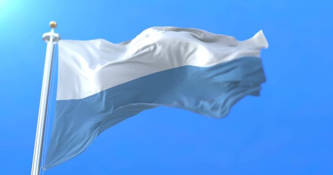 Flag of the federal state of Bavaria in Germany. Loop