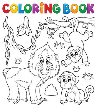 Coloring book monkey theme 4