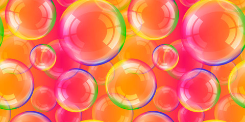 transparent soap bubbles with rainbow reflection set isolated design elements.