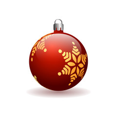 Red Christmas Ball with golden snowflake