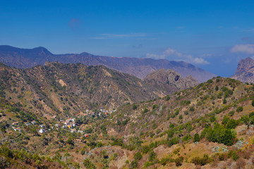 Naklejka premium Landscape around Vallehermoso and Los Loros on La Gomera..