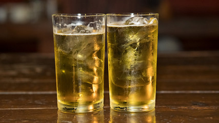 2 glass of beer on the table
