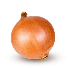 One whole fresh bulbs of onion isolated on a white background