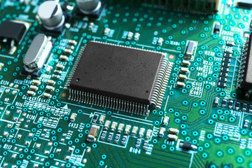 microcircuit and processor close up