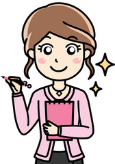  女性会社員OLの笑顔で紹介案内提案