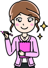  女性会社員OLの笑顔で紹介案内提案